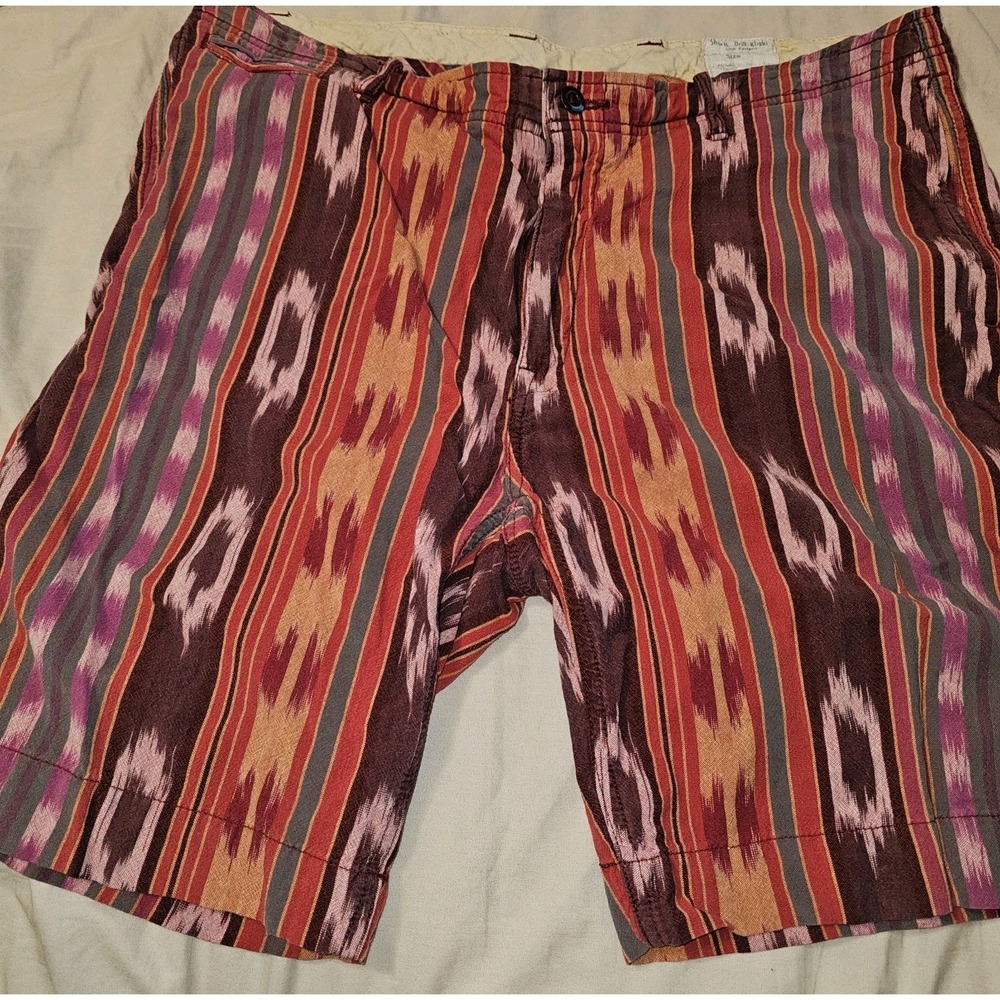 Polo Ralph Lauren Drill 36 Red Southwestern Shorts RRL Native Aztec 9" Inseam
